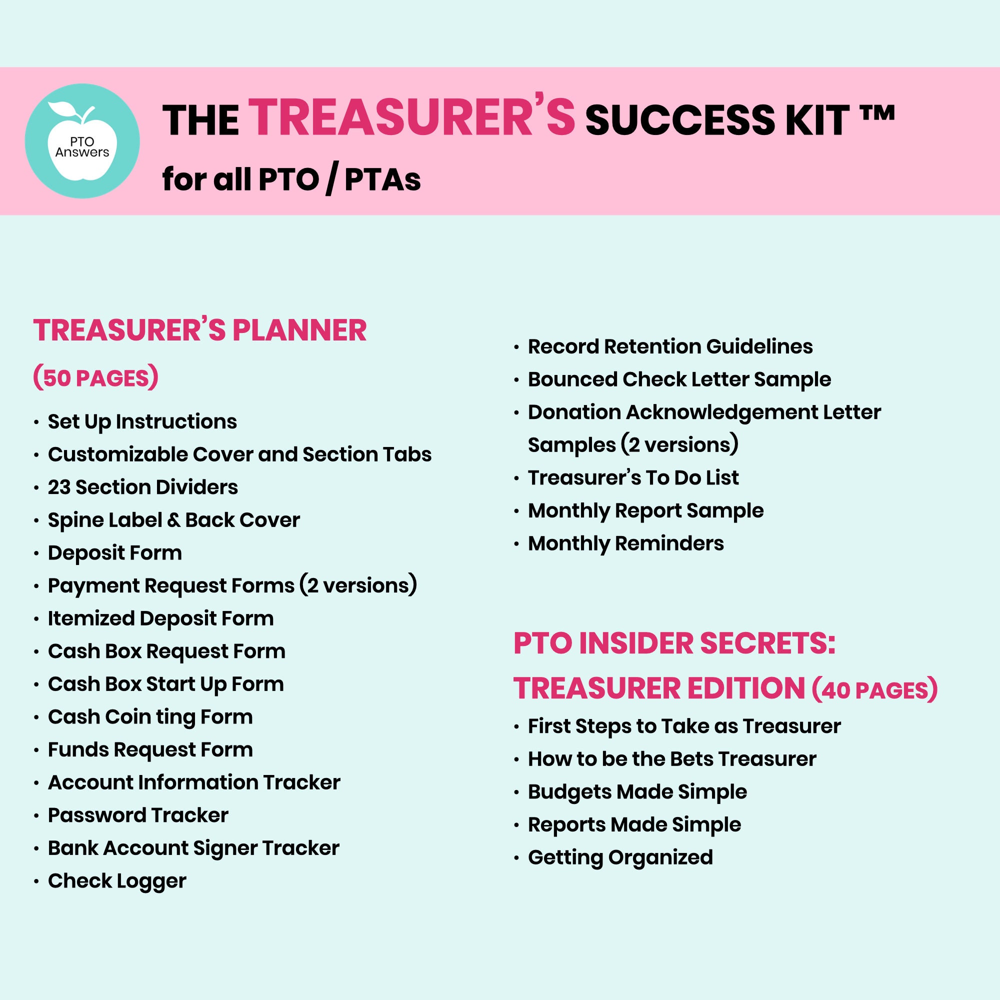 Treasurer's Planner Kit Printable Planner and Binder with 