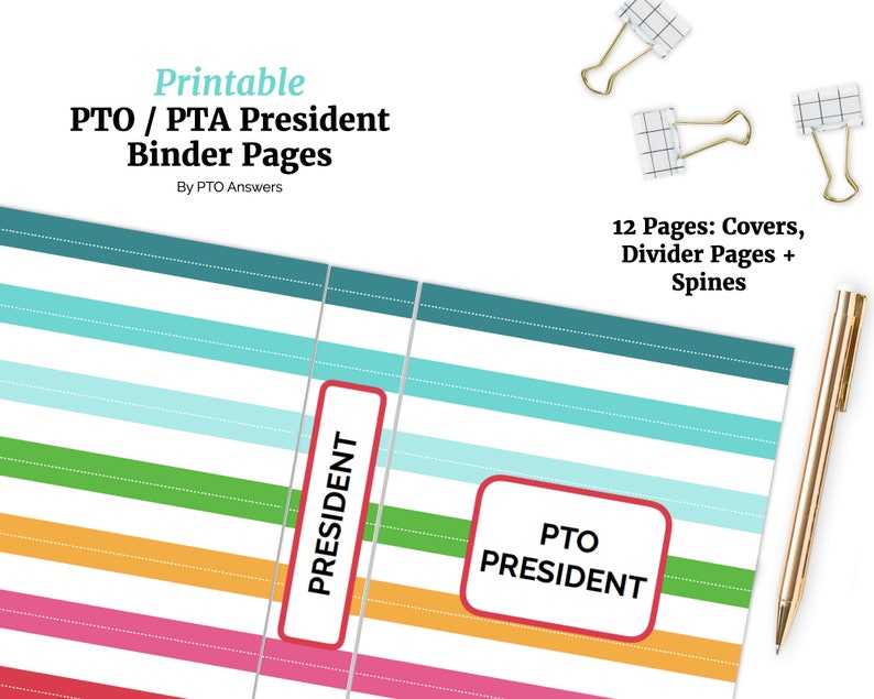 President Binder Pages for PTA/PTO: Printable Organizing | Etsy