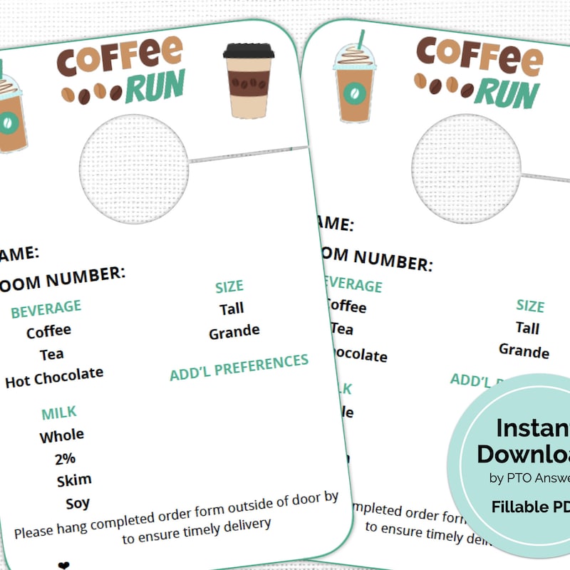 Java Coffee Order Form Printable Coffee Order Forms - Etsy