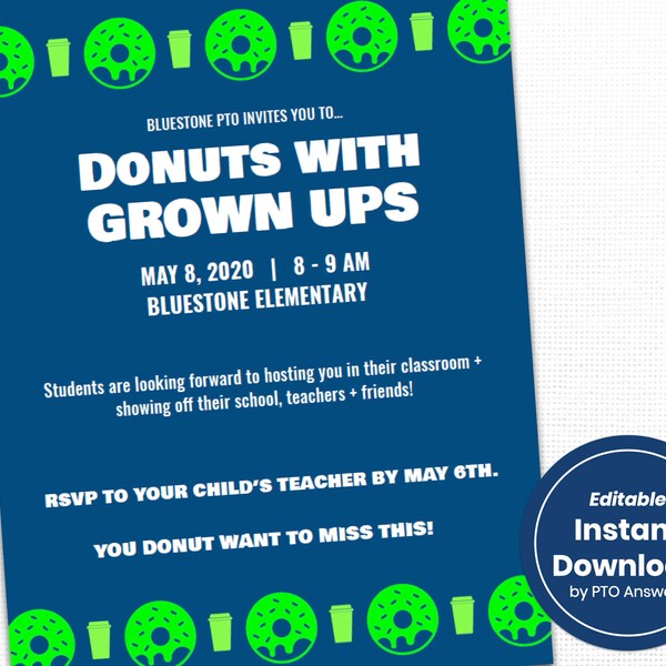 Donuts With Grown Ups Flyer Etsy
