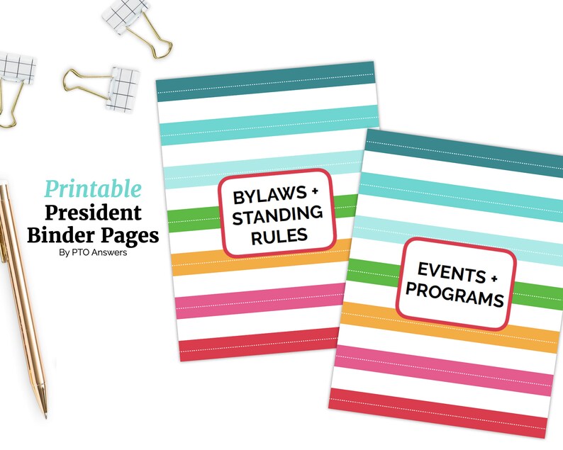 President Binder Pages for PTA/PTO: Printable Organizing | Etsy