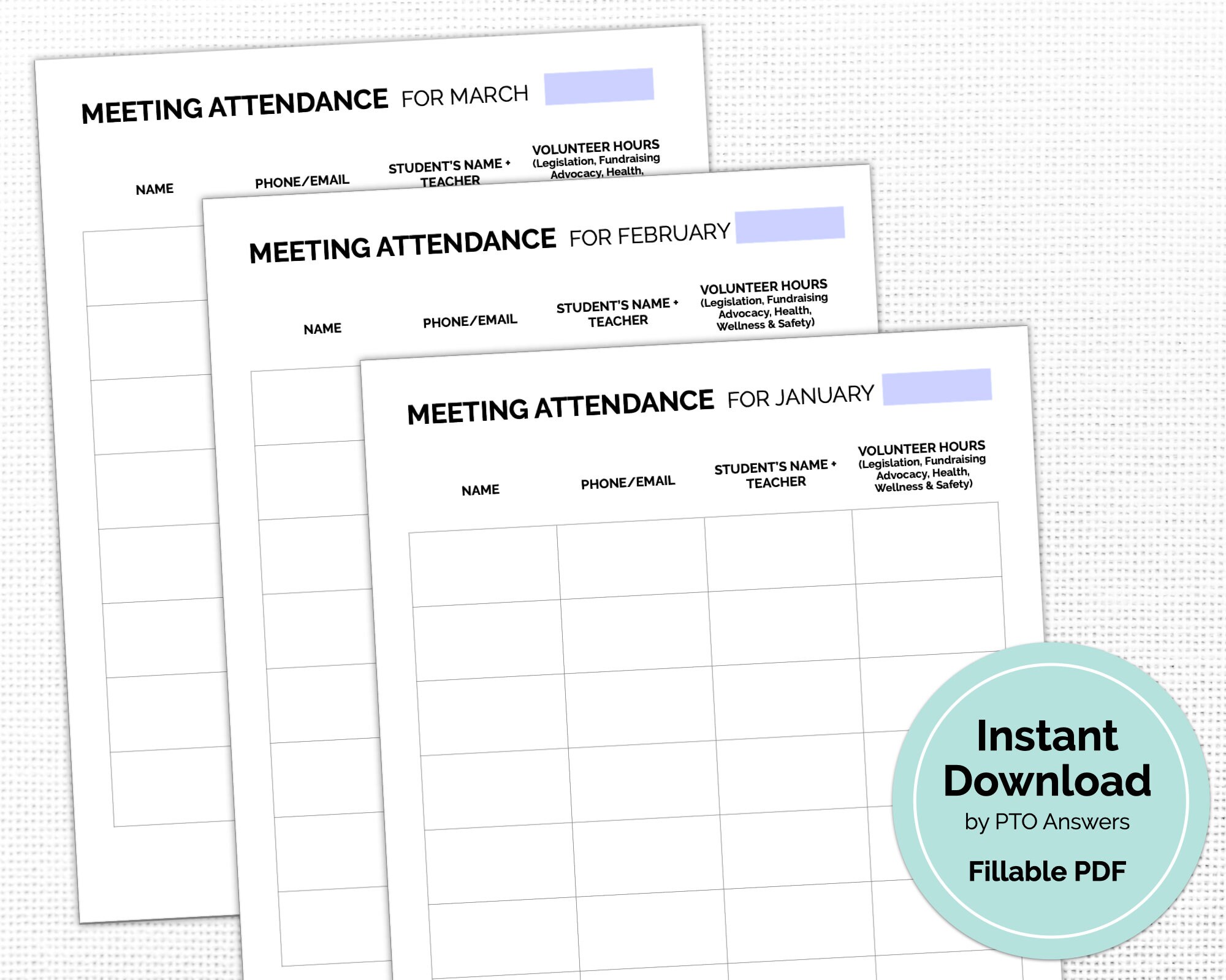 PTO Meeting Attendance Sign in and Tracking Form Attendance - Etsy