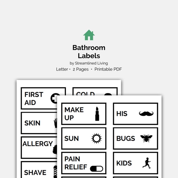 Bathroom Organizing Labels For Medicine Cabinet In Minimal Etsy