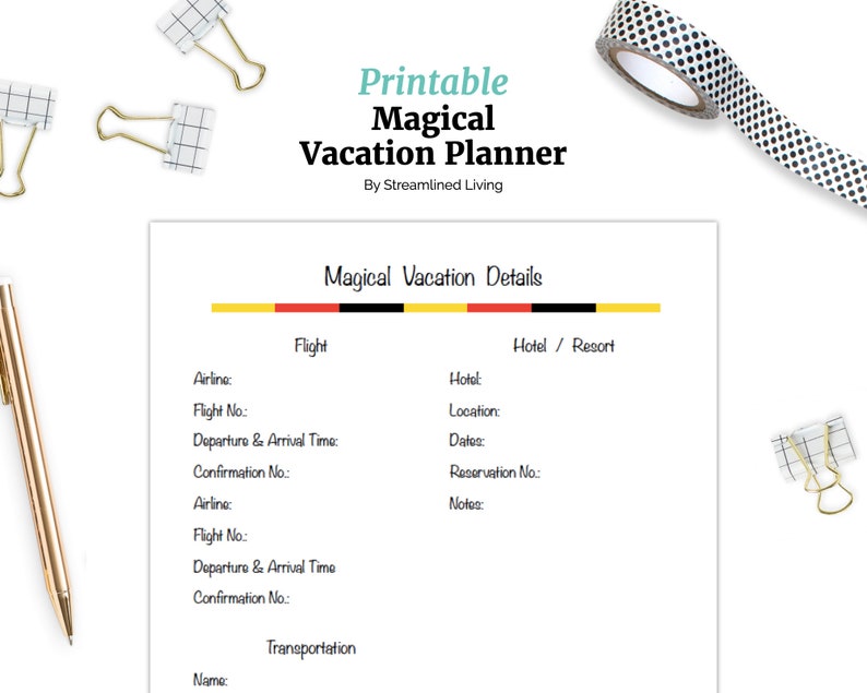 Magical Vacation Planner Printable Vacation Planner and Etsy