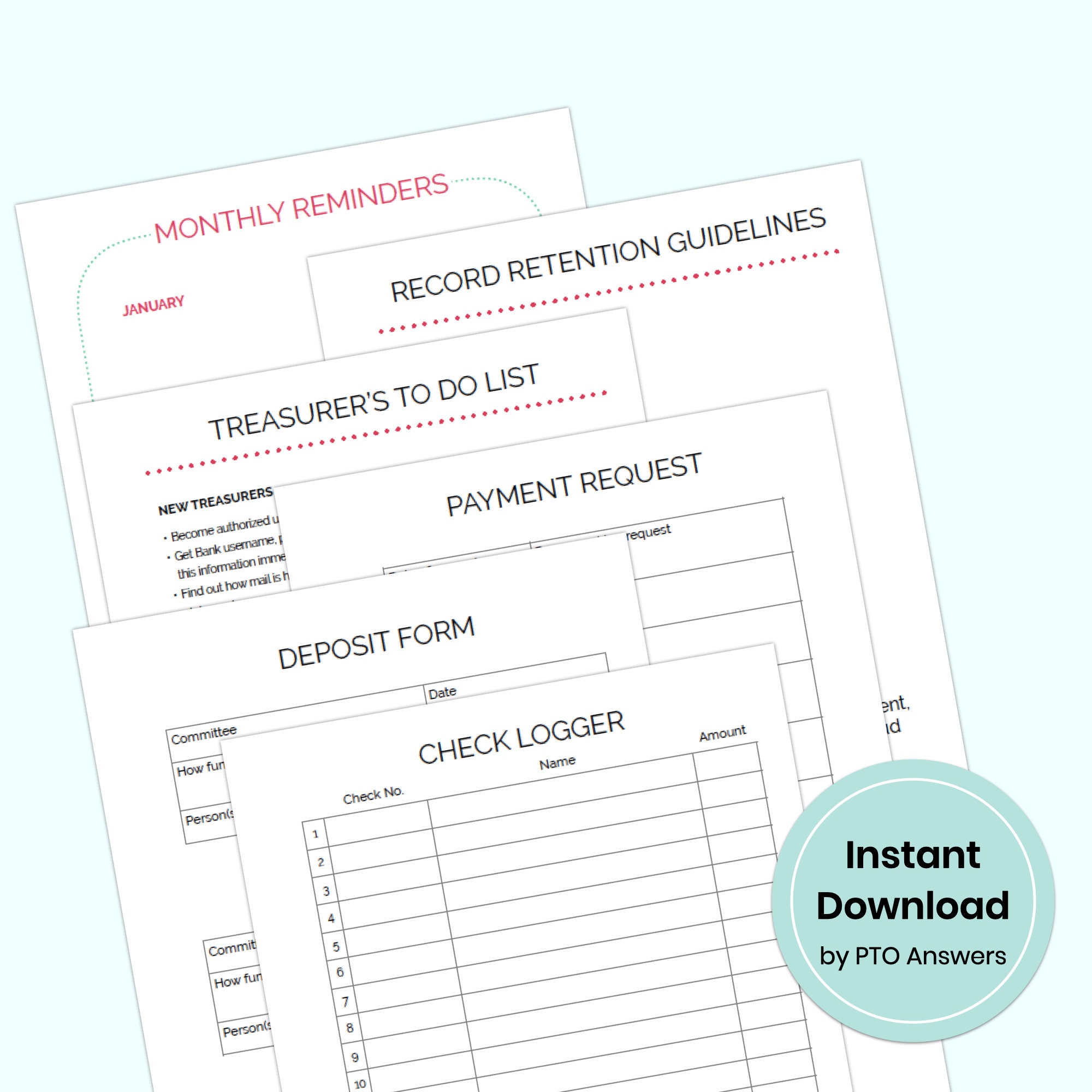 Treasurer's Planner Kit Printable Planner and Binder with 