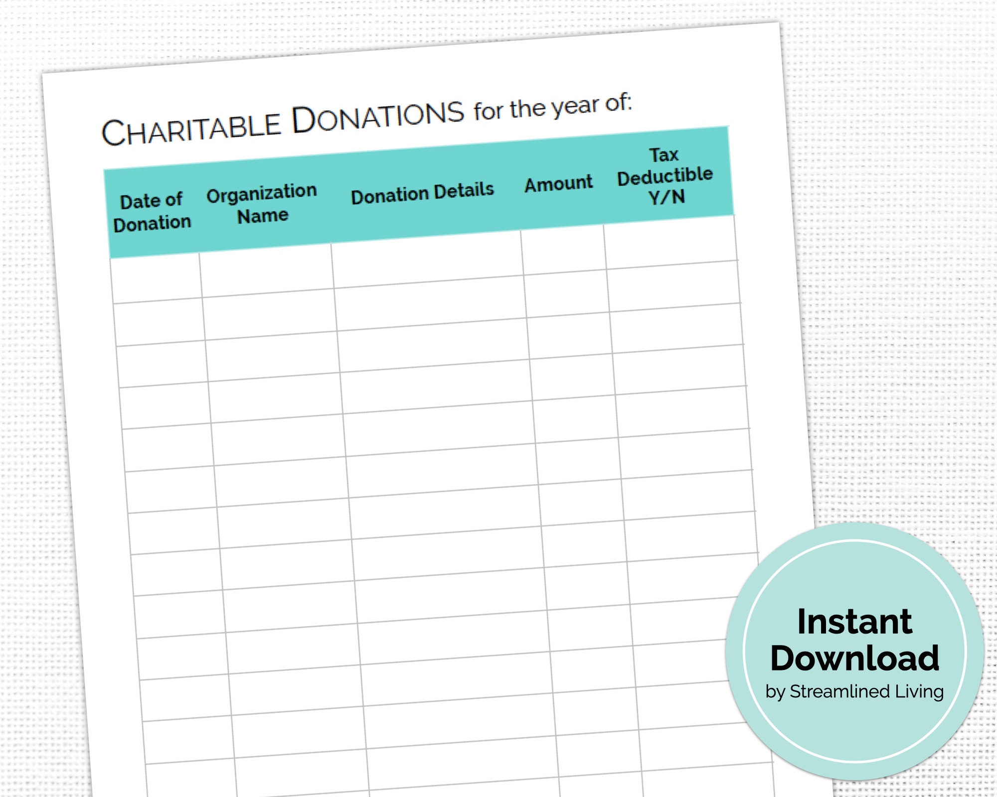 Donation Inset Paper & Party Supplies Paper Classic HP Printable Donation Tracker ...