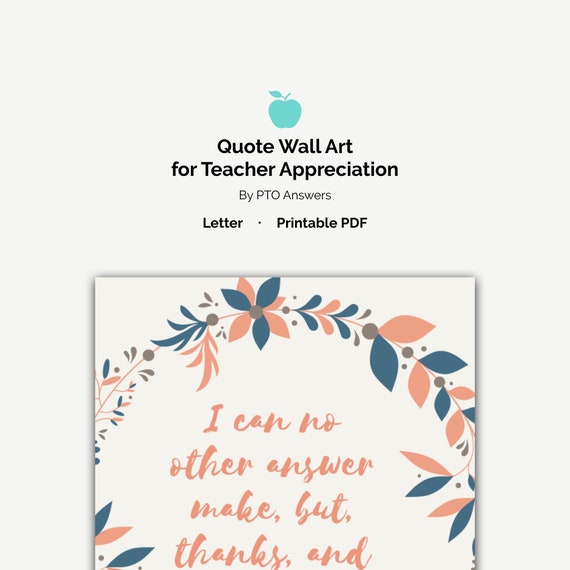 Teacher Appreciation Printable Shakespeare Quote Wall Art Staff Appreciation Gift Teacher Gift School Gift Class Gift