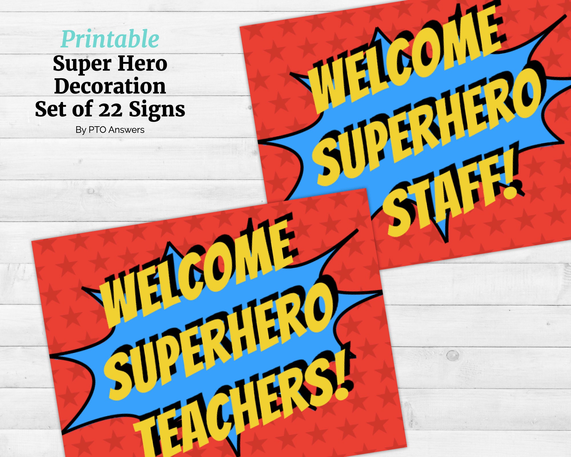 Super Hero Sign Set Printable Superhero Poster Wall | Etsy