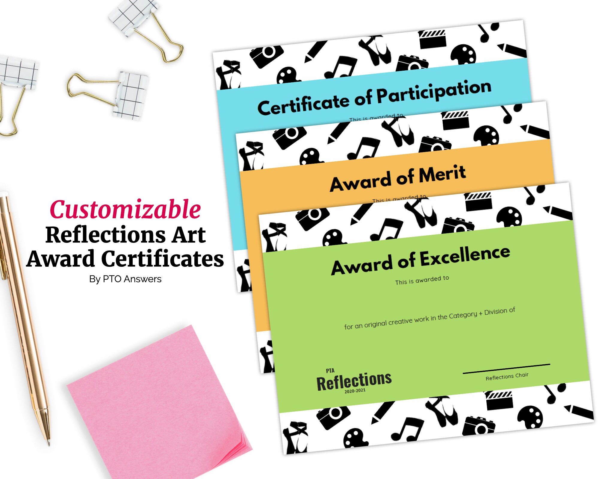 PTA Reflections Award Certificate Set Awards of Excellence Etsy