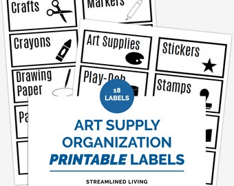 Printable school supply organizing labels for art, craft and school supplies