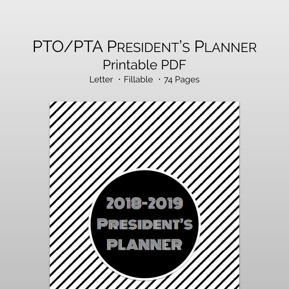 Black White Printable PTA binder PTO binder for pta pto | Etsy