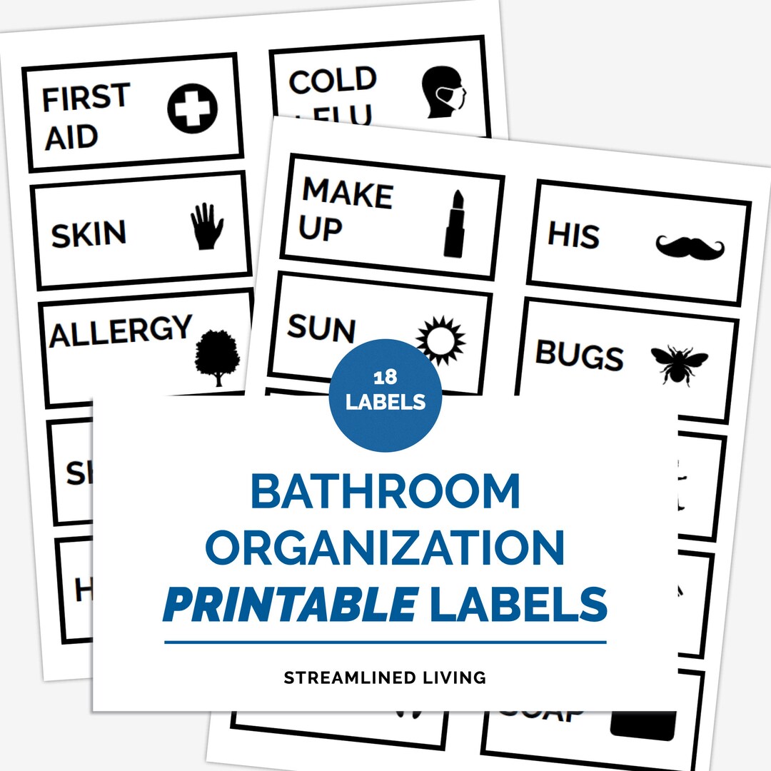 Bathroom Organizing Labels for Medicine in Minimal Etsy