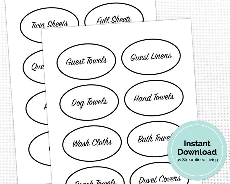 Printable Linen Closet Labels for an Organized Home Minimal Etsy