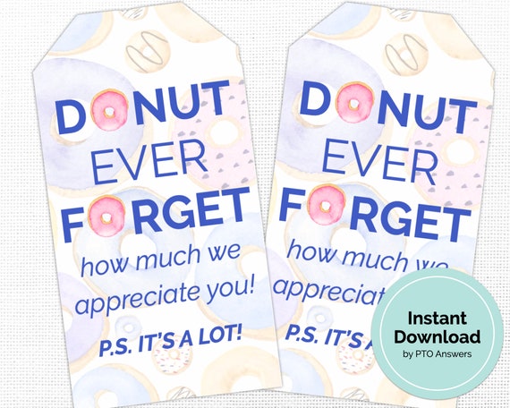 Donut Forget Themed Printable Tags: Perfect for Thank You - Etsy