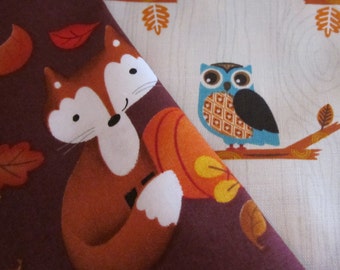 Owl Table Runner, Fox and Fruit Table Runner, Fall Coffee Table Runner, Owl Decor, Thanksgiving Runner, Fox Table Decor