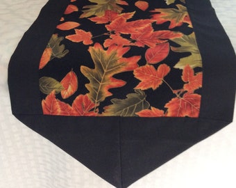 Fall leaves table runner, Thanksgiving table runner, long narrow table runner, Metallic leaves runner, Long buffet scarf
