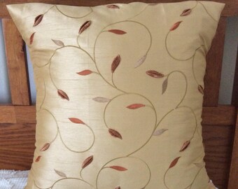 16 x 16 Textured Pillow Cover, Rose Gold Pillow Cover, Linen look Pillow Cover, Rust Pillow Cover, Metallic Pillow Cover