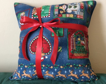 Christmas Pillow Cover 16x16 - Christmas Gift Tag Pillow Cover