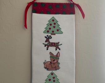 Christmas Cross Stitched Wall Hanging