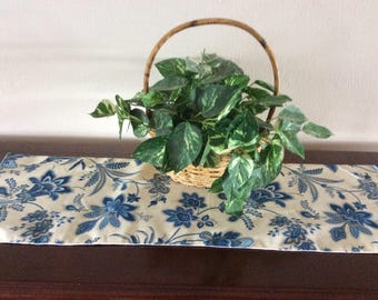 Paisley Table Runner - Psychedelic Table Runner - Blue and Khaki Table Runner - Short Table Runner - Dresser Scarf - Bookshelf