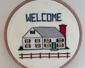 Welcome Cross Stitch Sign 6”