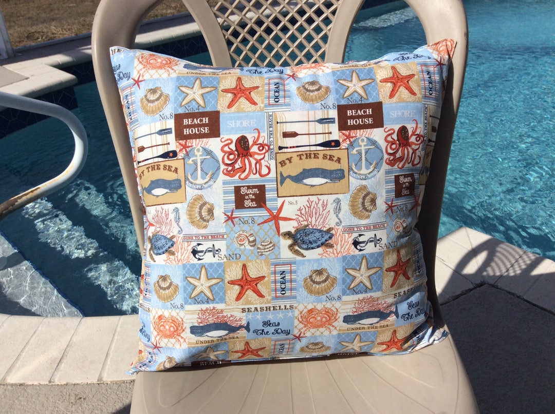 Seashore Pillow Cover 16x16 Tropical Pillow Cover Nautical Pillow Cover
