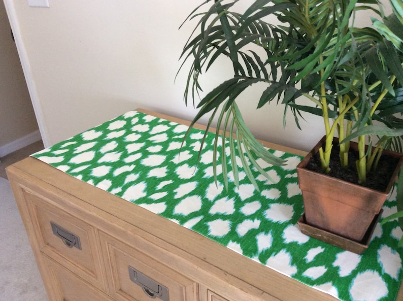 Bright Green Animal Print Table Runner 52 Lush Green Etsy