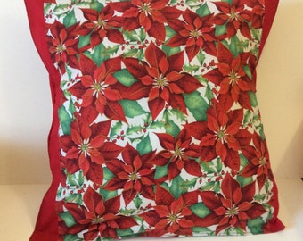 Christmas Poinsettia  Pillow Cover 16x16