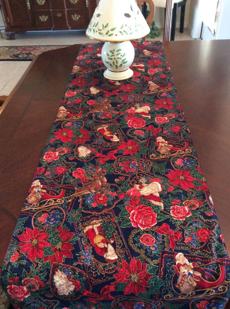 Vintage Look Christmas Table Runner Double Sided Table Runner 70 Reversible Table Runner Holiday Runner image 1