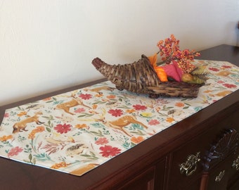 Forest Friends Table Runner- Hand Painted Look Table Runner