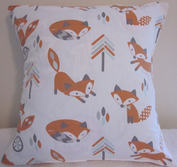 Fox Pillow Cover, Nursery Pillow Cover, Playful Foxes Pillow Cover, Fox Envelope Pillow Cover