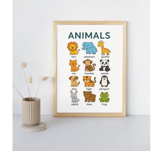 Bildende Tiere für Kinder von 3-7 Jahren, A4 Zahlen und Englisch für Haus, PDF Material Montessori