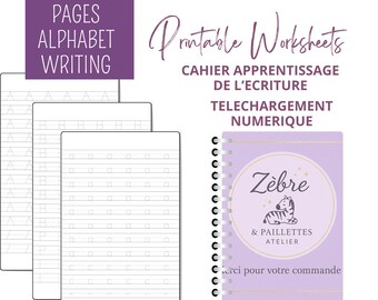 Feuille d'exercices imprimable pour le traçage de l'alphabet : apprentissage Montessori (PDF)