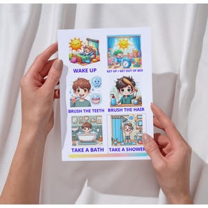 48 Cartes mémoire en anglais à imprimer – Anglais facile pour enfants : Les routines, apprentissage visuel,  ressource Montessori