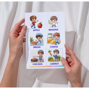 48 Flashcards éducatives en anglais à imprimer – Vocabulaire de base pour enfants, apprentissage visuel, ESL, Montessori
