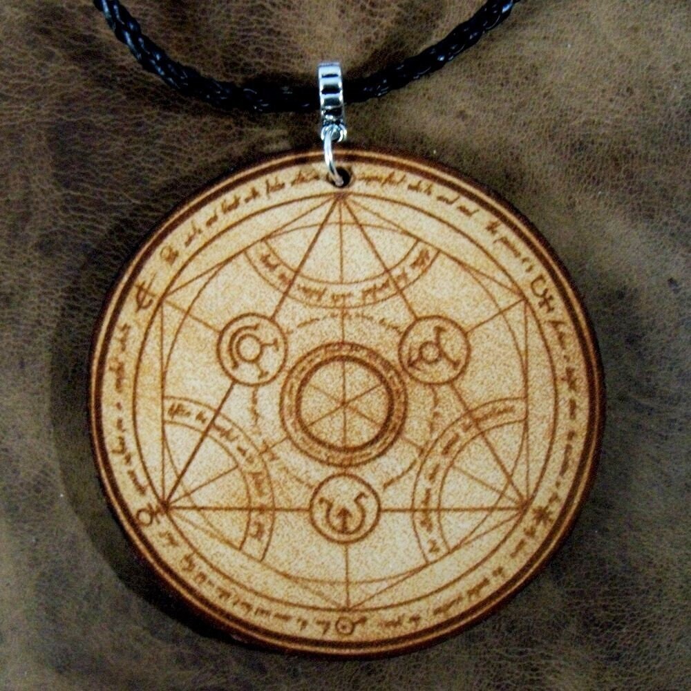 Pendentif en Cuir Véritable Symbole Ésotérique Pour Création de Sautoir