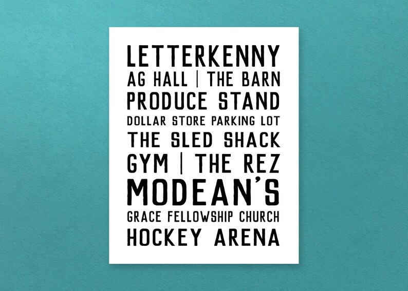 Letterkenny Places Poster Letterkenny print gift poster Etsy