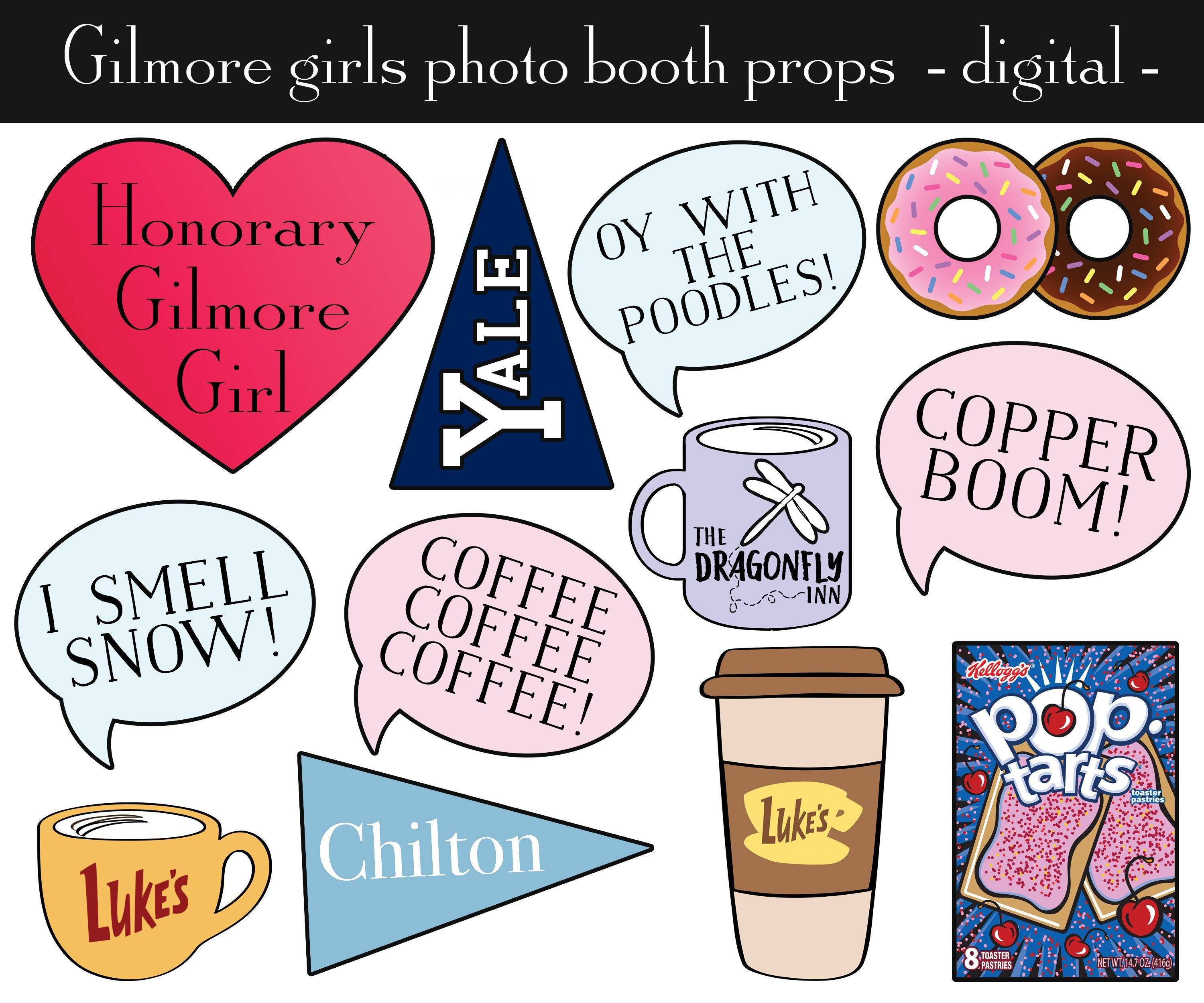 Gilmore Girls Photo Booth Props DIGITAL PRINTABLE Print at | Etsy