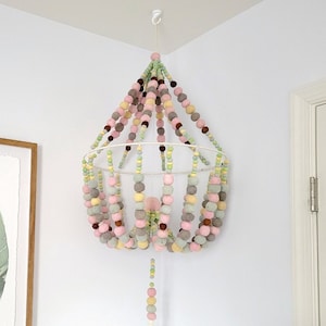 Large Handcrafted Wool Felt Chandelier with Tassel