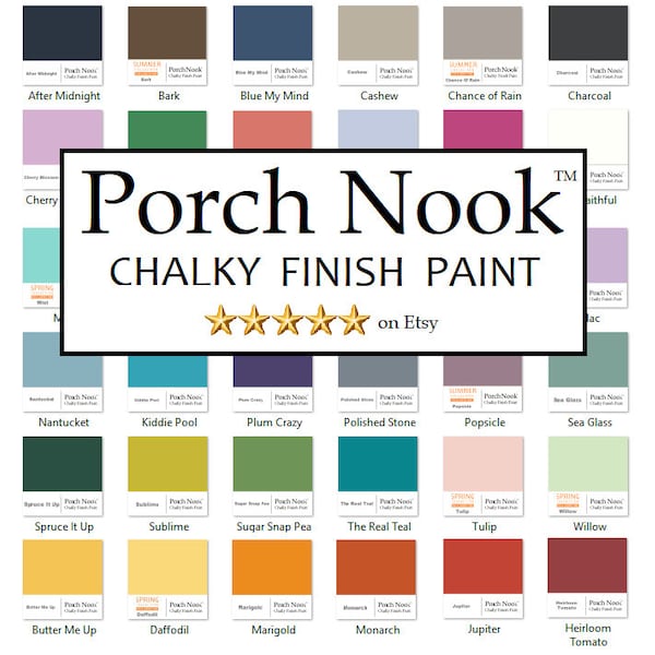 Chalky Finish Paint, by Porch Nook, 32 fl. oz., Furniture Paint, Best Seller, Superior Coverage, Matte Finish, Cabinet Paint,