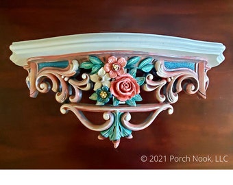 Hand Painted Bed Crown or Shelf, Syroco Dart Industries