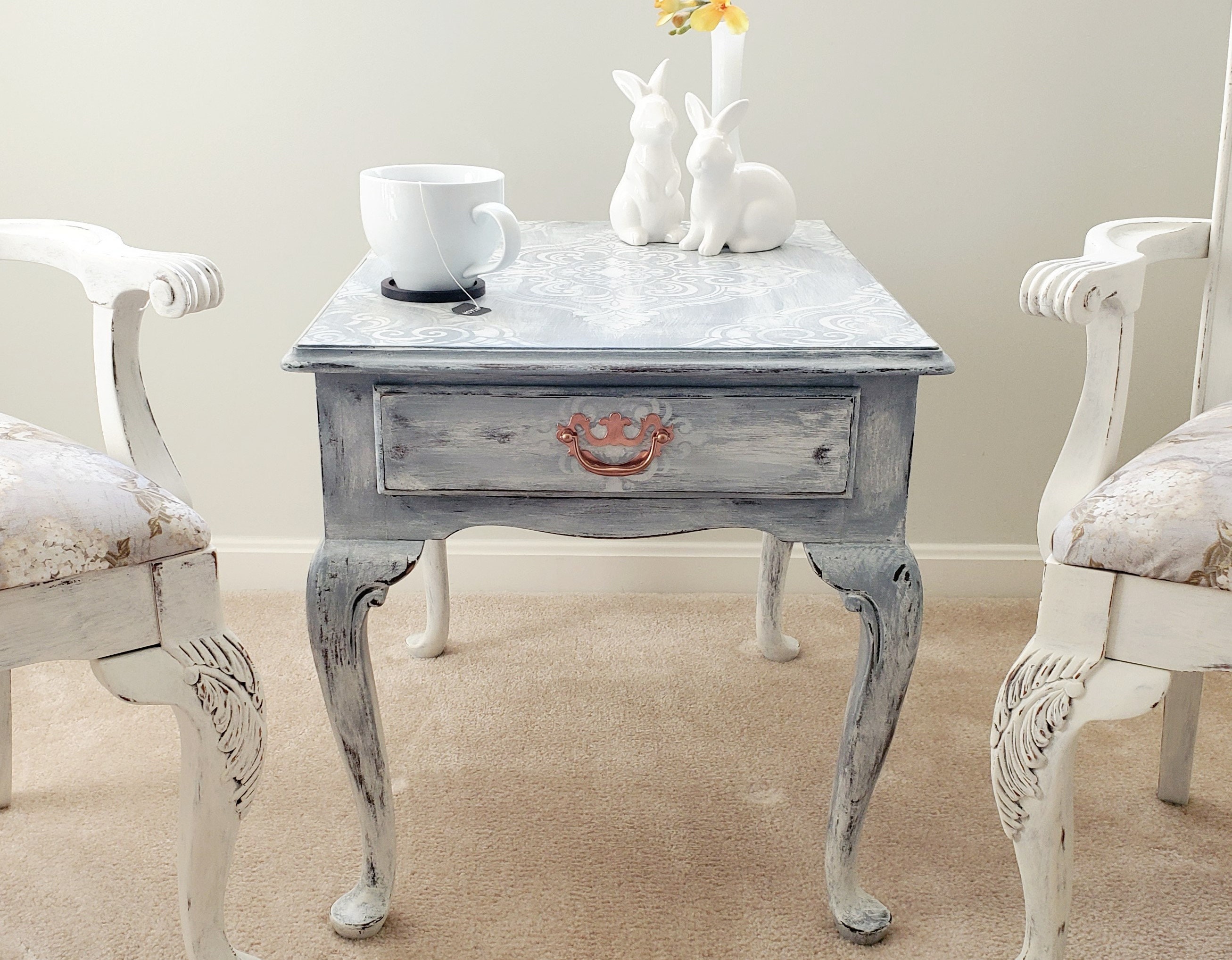Vintage French Country Drexel End Table with Drawer Hand Etsy