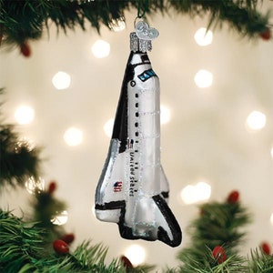 Old World Christmas Glass Blown Space Shuttle Ornament - 46090