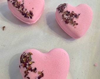 Rose bathbomb heart bathbomb roses and heart bathbomb valentines bathbomb pink heart bathbomb luxury bathbomb Valentine heart bathbomb