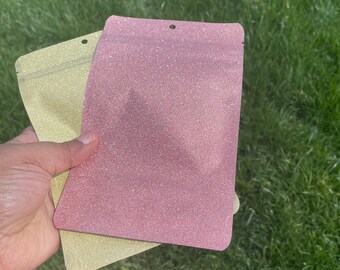 Glitter Stand Up Zipper Pouch, Heavy Duty Packaging (100 Pack)