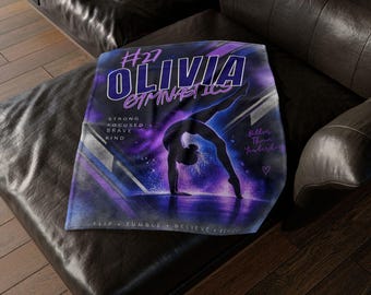 Custom gymnastics girl blanket, girl bedroom decor, gymnastics gift, competition gift