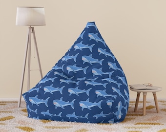 Sharks Bean Bag Chair Cover, shark bean bag, sharks chair, sharks chair cover, sharks decor, sharks lover gift, boy bedroom, gift for boy