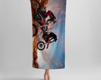 Motocross Beach Towel, Dirt Bike Lover Gift, Motor Cycle Boy Towel - Gift for Motocross rider, off road racing, boy Summer Vacation,