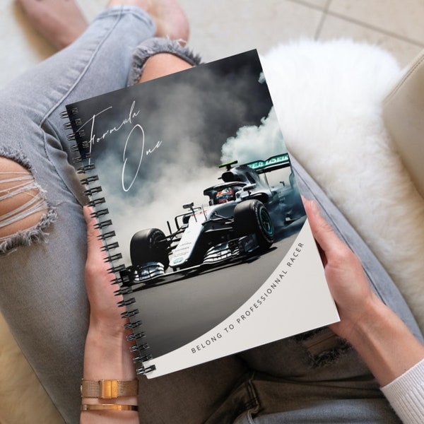 F1 notebook, Formula one notebook, racing gift, f1 Mercedes racing, Lewis hamilton, notebook for journaling, christmas gift for car lover