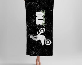 Motocross Beach Towel - Dirt Bike Lover Gift, Motor Cycle Print, Boy Bath Towel, Motocross Fan, Motorcycle Themed, Racing gift